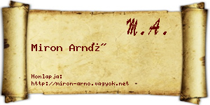 Miron Arnó névjegykártya